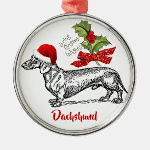 Dackel-Hut-Stechpalmen-Weihnachtsverzierung Ornament Aus Metall