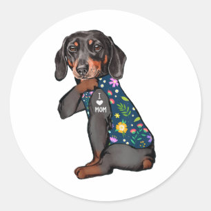 Dackel I Liebe Mama Tattoo Blume Hund _1 Runder Aufkleber