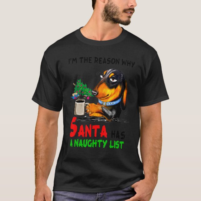 Dackel ich bin der Grund, warum der Weihnachtsmann T-Shirt (Vorderseite)