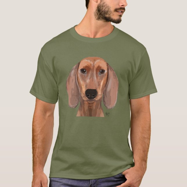 Dackel Illustration Schlicht T-Shirt (Vorderseite)