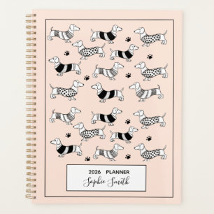 Dackel illustriert Hund liebt 2025 Planer