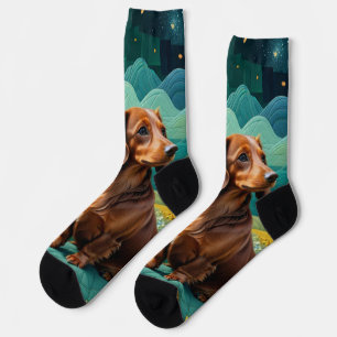 Dackel im Betrieb Socken