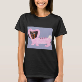 Dackel im flauschigen rosa Hasenanzug T-Shirt