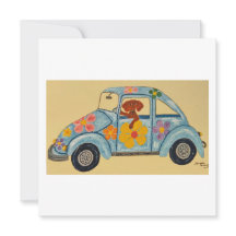 Dackel im Hippie-Auto