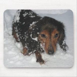 Dackel im Schnee Mousepad
