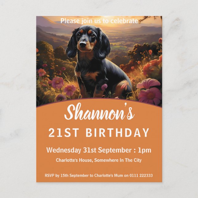 Dackel in der Abenddämmerung Einladungspostkarte (Vorderseite)