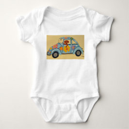 Dackel in Hippie-Auto Baby Strampler
