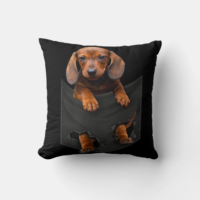 Dackel in meiner Pocket-Dackel Weiner Dog Geschenk Kissen (Vorderseite)