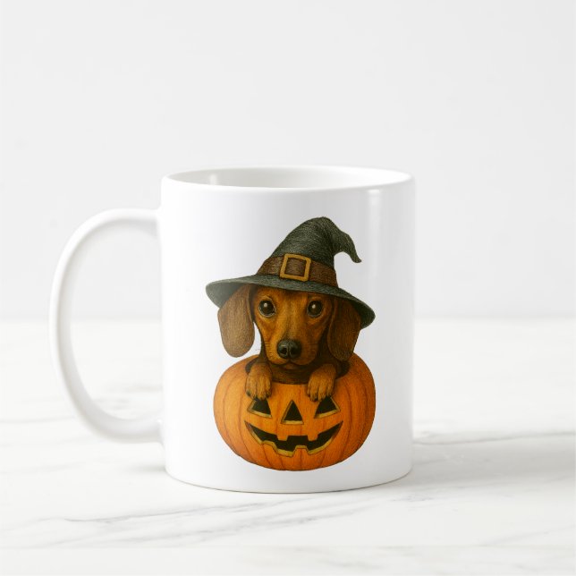 Dackel in Pumpkin Kaffeetasse (Links)