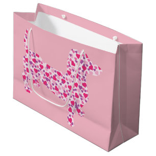 Dackel in rosa Herzen Große Geschenktüte