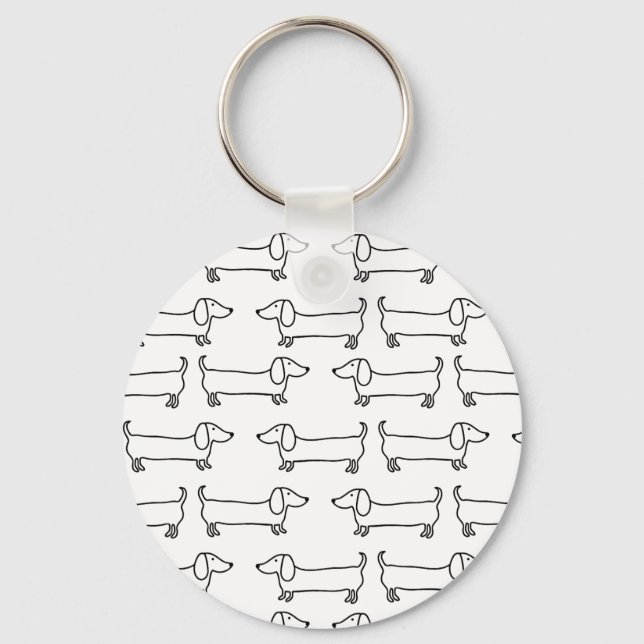 Dackel in Schwarz-Weiß Schlüsselanhänger (Vorderseite)