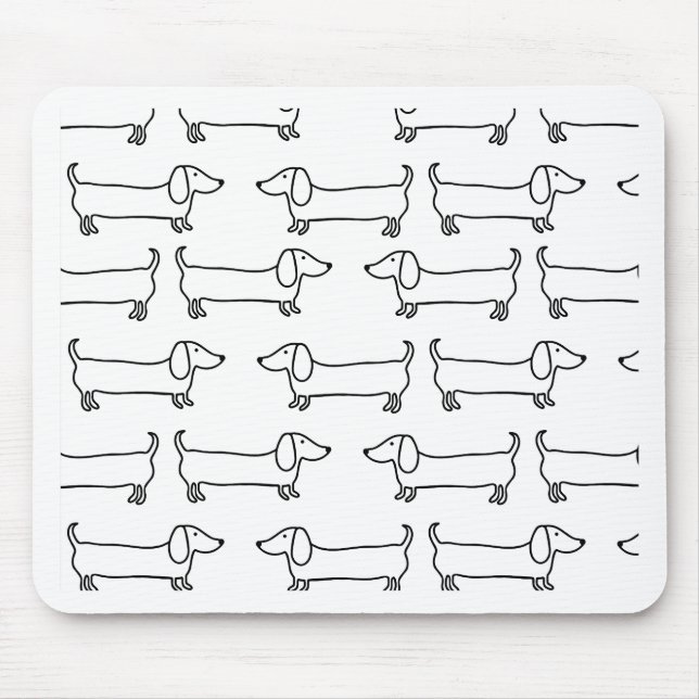 Dackel in Schwarz-weißem Mousepad (Vorne)