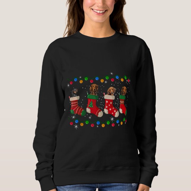Dackel in Socken Weihnachtshund Lover Sweatshirt (Vorderseite)