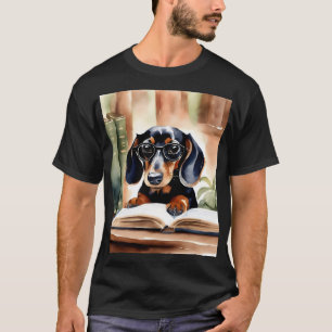 Dackel in Wasserfarben Kunst T-Shirt