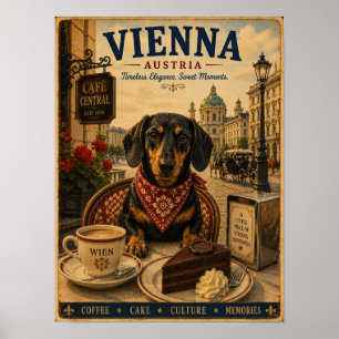 Dackel in Wien Vintage Reiseposter Poster