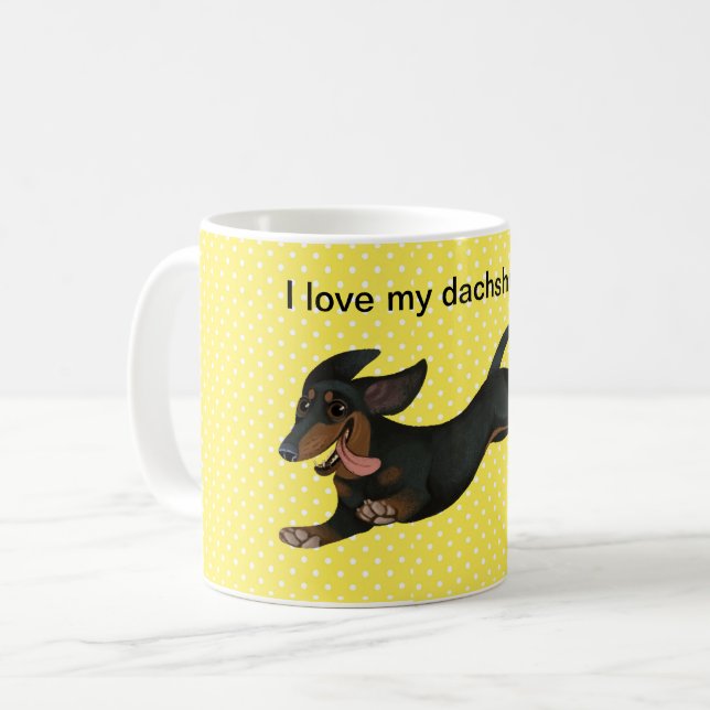 Dackel Kaffee Tasse Polka Dot Dackel Dog Cup (Vorderseite Links)