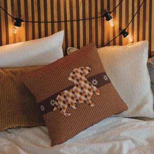 Dackel Kariert und Imitate Strick Aussehen Kissen