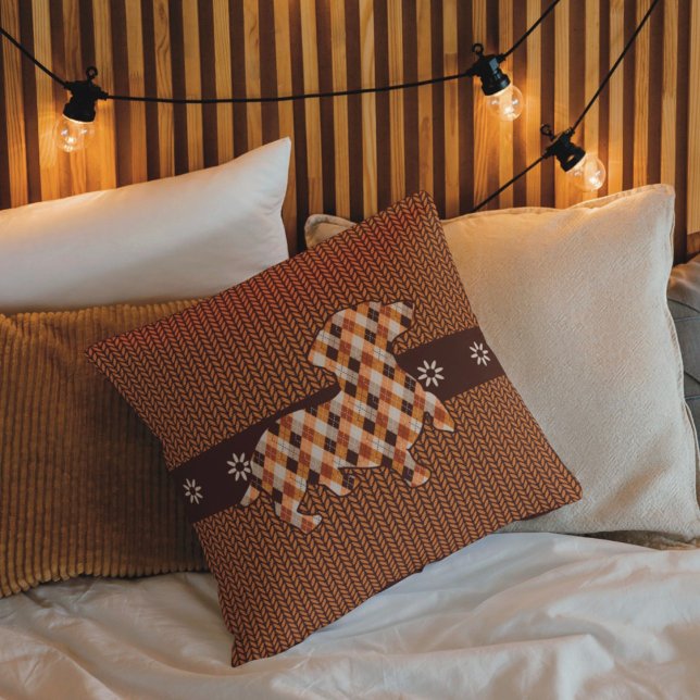 Dackel Kariert und Imitate Strick Aussehen Kissen (Von Creator hochgeladen)