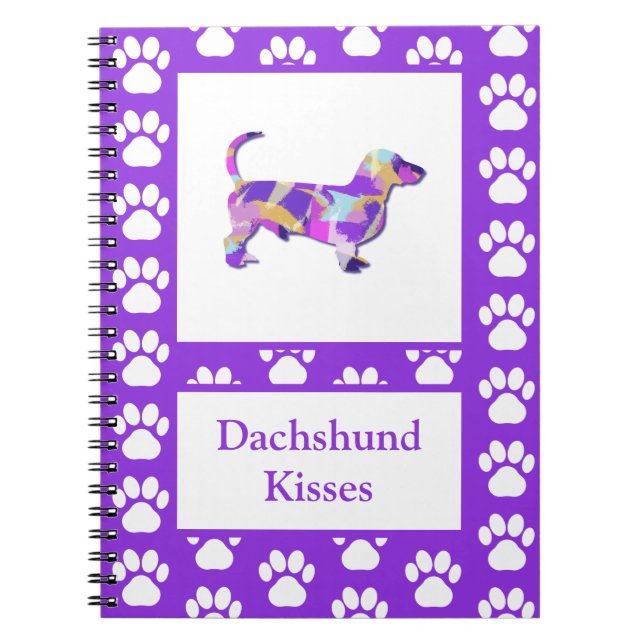 Dackel Kisses Dog Silhouette PurplePY&B Notizblock (Vorderseite)