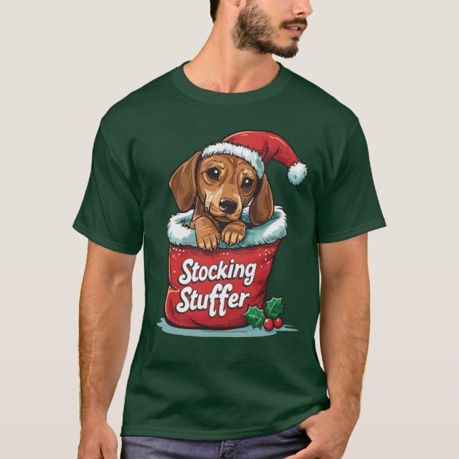 Dackel Kleine Geschenk Weihnachtsdesign T-Shirt (Vorderseite)