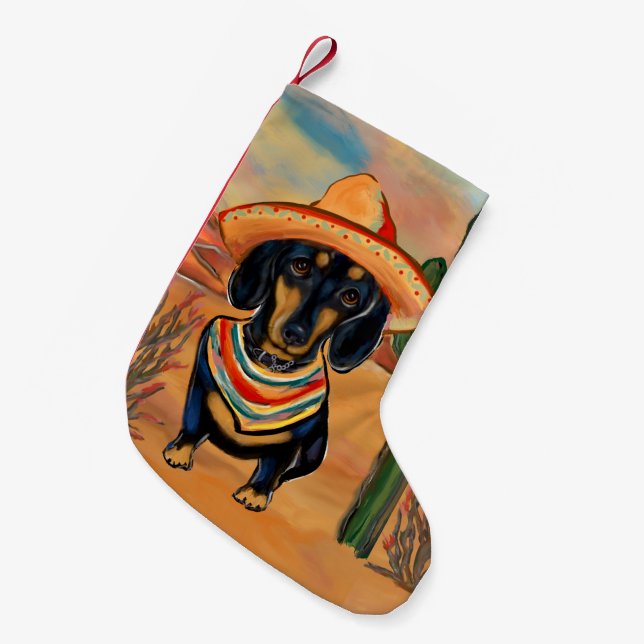 Dackel Kleiner Weihnachtsstrumpf (Vorderansicht (hängend))