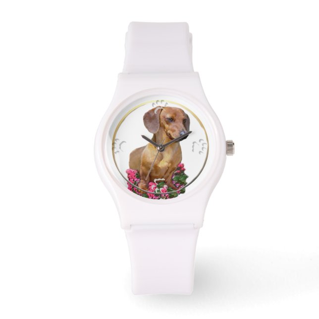 Dackel Kunstgeschenke Armbanduhr (Vorderseite)