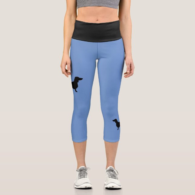 Dackel Kurzes Haar - Silhouette 1 Capri Leggings (Vorderseite)