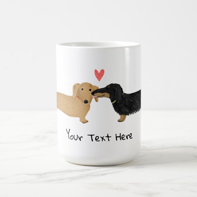 Dackel Kuss mit Herz Dackel Hunde in Liebe Kaffeetasse (Mittel)