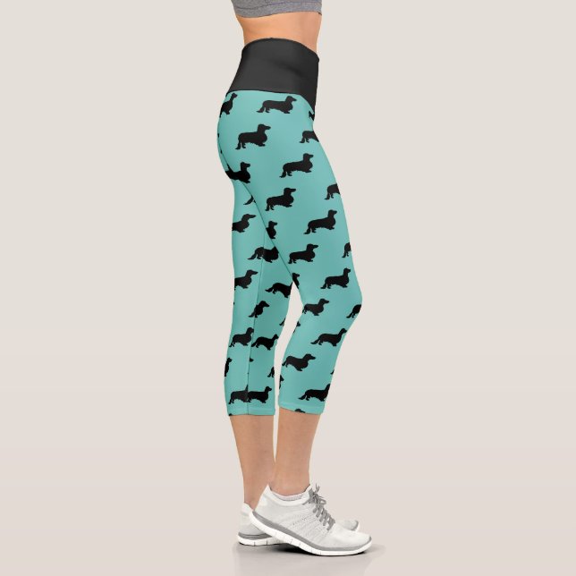 Dackel Langhaar - Silhouette 1 Capri Leggings (Rechts)