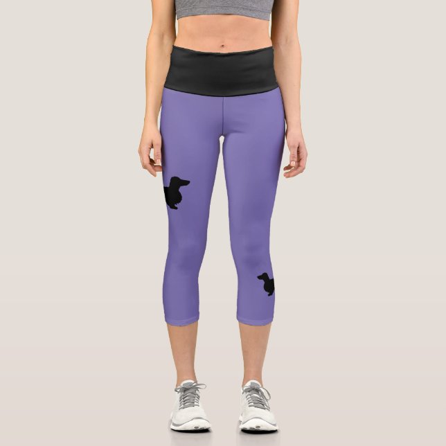 Dackel Langhaar - Silhouette 1 Capri Leggings (Vorderseite)