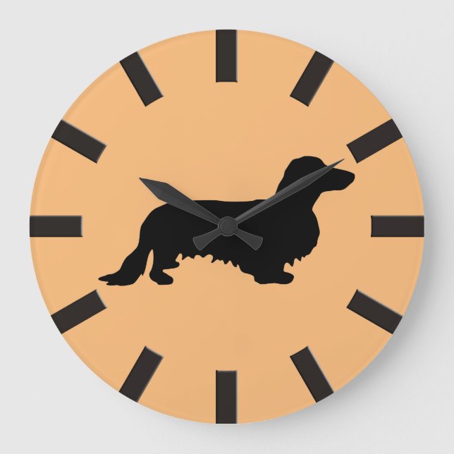 Dackel Langhaar - Silhouette 1 Große Wanduhr (Vorderseite)