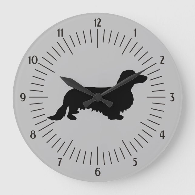 Dackel Langhaar - Silhouette 1 Große Wanduhr (Vorderseite)
