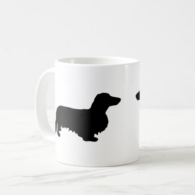 Dackel Langhaar - Silhouette 1 Kaffeetasse (Vorderseite Links)