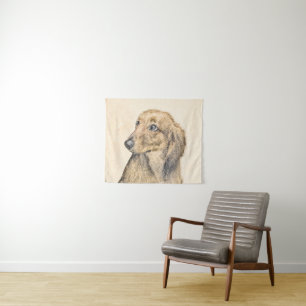 Dackel (langhaarig) Gemälde Originalkunst Wandteppich