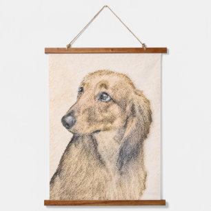 Dackel (langhaarig) Gemälde Originalkunst Wandteppich Mit Holzrahmen