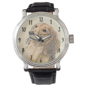 Dackel (langhaarige Malerei) - Originale Hundekuns Armbanduhr