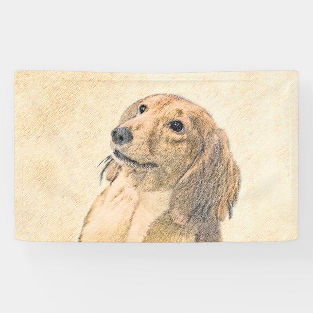 Dackel (langhaarige Malerei) - Originale Hundekuns Banner (Horizontal)