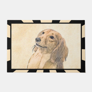 Dackel (langhaarige Malerei) - Originale Hundekuns Fußmatte