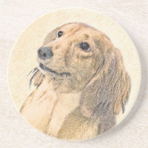 Dackel (langhaarige Malerei) - Originale Hundekuns Getränkeuntersetzer