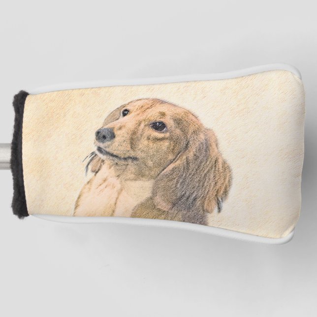 Dackel (langhaarige Malerei) - Originale Hundekuns Golf Headcover (Vorderseite)