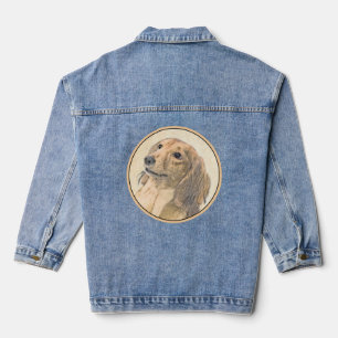 Dackel (langhaarige Malerei) - Originale Hundekuns Jeansjacke