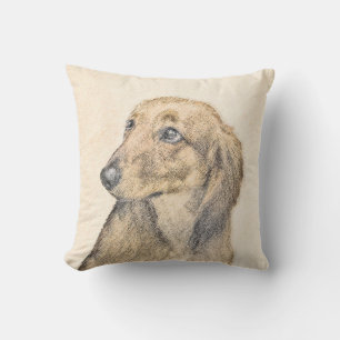 Dackel (langhaarige Malerei) - Originale Hundekuns Kissen