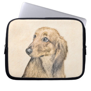 Dackel (langhaarige Malerei) - Originale Hundekuns Laptopschutzhülle