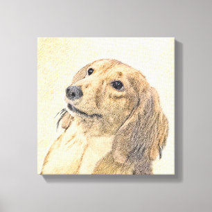 Dackel (langhaarige Malerei) - Originale Hundekuns Leinwanddruck