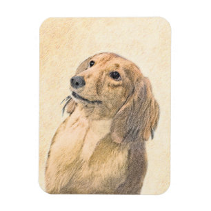 Dackel (langhaarige Malerei) - Originale Hundekuns Magnet
