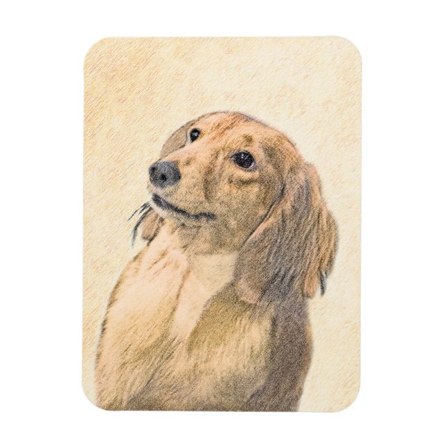Dackel (langhaarige Malerei) - Originale Hundekuns Magnet (Vertikal)