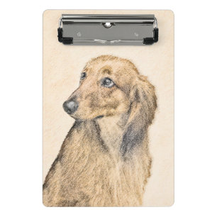 Dackel (langhaarige Malerei) - Originale Hundekuns Mini Klemmbrett