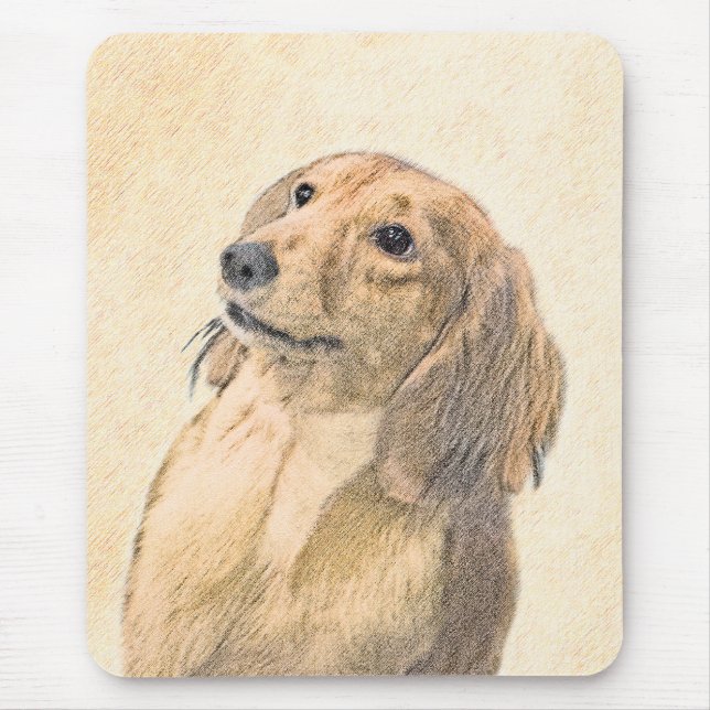 Dackel (langhaarige Malerei) - Originale Hundekuns Mousepad (Vorne)