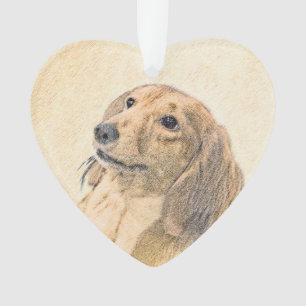 Dackel (langhaarige Malerei) - Originale Hundekuns Ornament