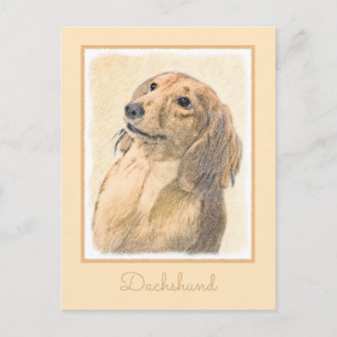 Dackel (langhaarige Malerei) - Originale Hundekuns Postkarte